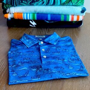 Mens Peter Millar Summer Comfort Size Medium Golf Polo Shirt Crown Sport Sailing